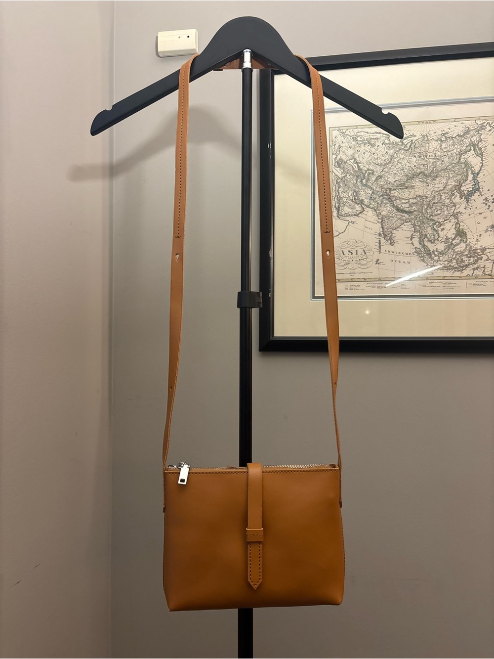 J. Crew Tan Leather Crossbody Bag - Classic Minimalist Design